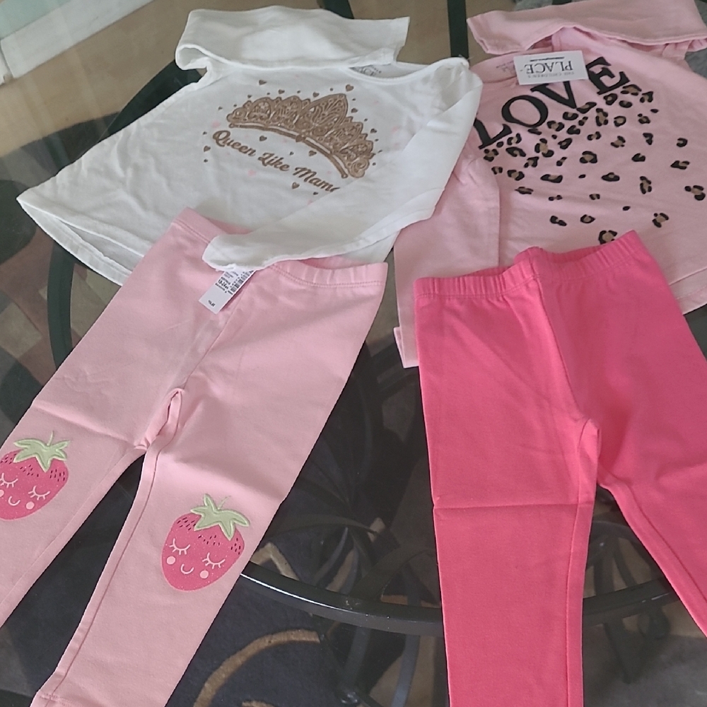 NWT Girls' Graphic Tees and Leggings Set ❤️
